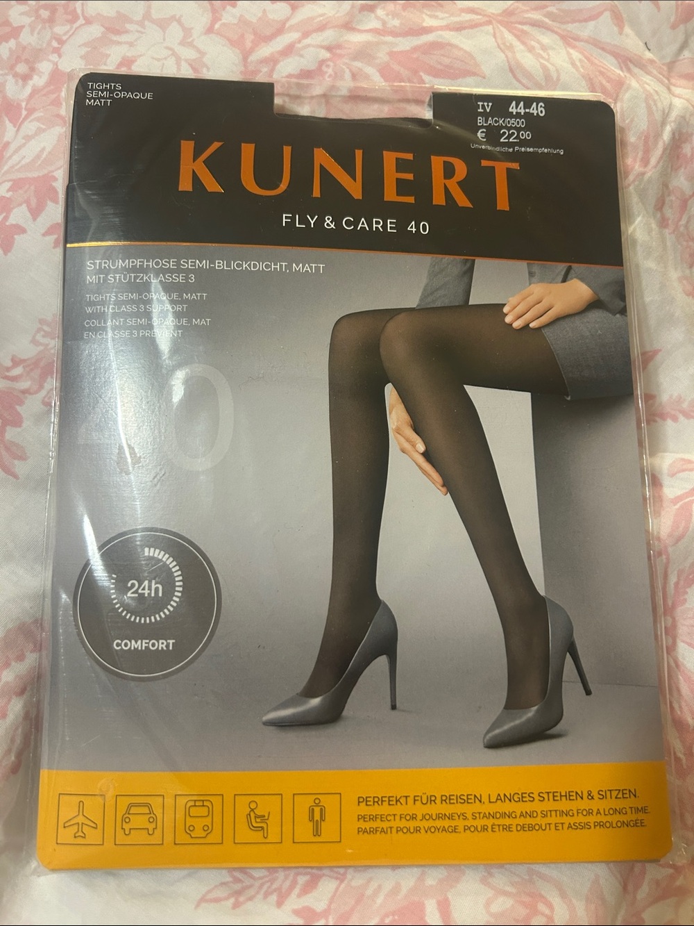 Kunert Fly & Care 40 Semi-Opaque Tights in Black Sz 4 ( 44-46)